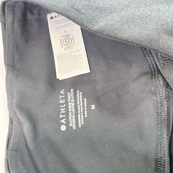 Athleta Legging Womens Medium Black Lustre Elation Shine Tight High Rise New - Picture 10 of 11